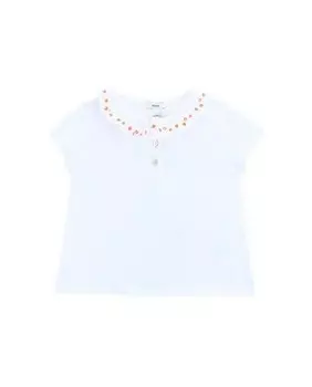 Рубашка-поло для девочки с короткими рукавами и воротником с рюшами Knot, белый