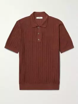 Рубашка-поло для гольфа из хлопка с вафельной вязкой MR P., шоколадный
