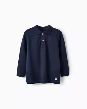 Рубашка-поло для мальчика из 100% хлопка с ребристой отделкой Zippy, темно-синий