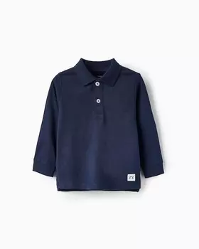 Рубашка-поло для мальчика из 100% хлопка с ребристой отделкой Zippy, темно-синий