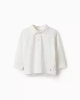 Рубашка-поло для мальчика из 100% хлопка с ребристой отделкой Zippy, белый