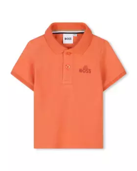 Рубашка поло для мальчика оранжевого цвета с короткими рукавами BOSS Kidswear, коралловый