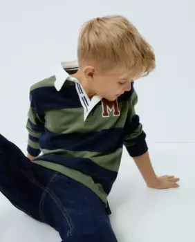 Рубашка-поло для мальчика с длинными рукавами и полосками Kids El Corte Ingls, зеленый