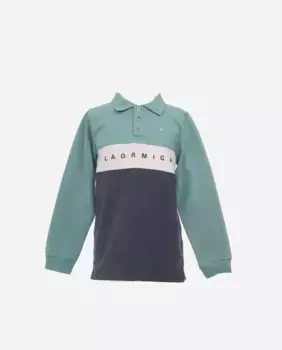 Рубашка-поло для мальчика с длинными рукавами и надписью спереди La Ormiga, синий