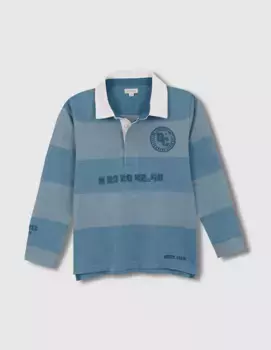 Рубашка-поло для мальчика с длинными рукавами и нашивками Gocco, бирюзовый