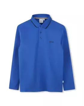 Рубашка-поло для мальчика с длинными рукавами из 100% хлопка BOSS Kidswear, цвет Azul ndigo