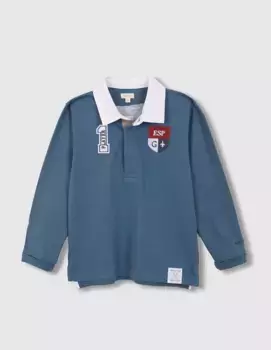 Рубашка-поло для мальчика с длинными рукавами и белым саржевым воротником Gocco, синий