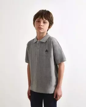 Рубашка-поло для мальчика с короткими рукавами и вышитым черепом Scalpers, серый