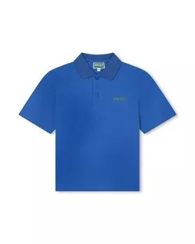 Рубашка-поло для мальчика с короткими рукавами из 100% хлопка Kenzo Kids, синий