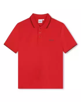 Рубашка-поло для мальчика с короткими рукавами из 100% хлопка BOSS Kidswear, красный