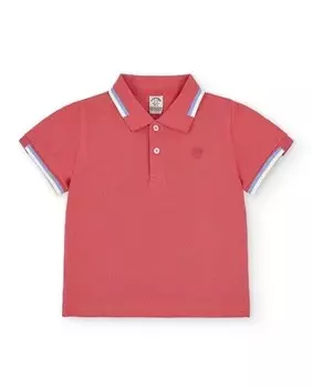Рубашка-поло для мальчика с короткими рукавами и контрастными деталями на рукавах и воротнике Charanga, красный