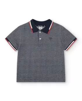 Рубашка-поло для мальчика с короткими рукавами и графическим рисунком Charanga, темно-синий