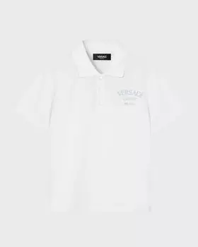 Рубашка-поло для мальчика с логотипом Versace, цвет White/Multicolor