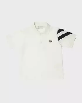 Рубашка-поло для мальчика с шевроном Moncler, цвет White