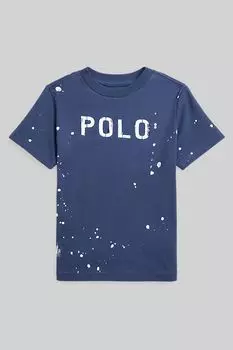 Рубашка-поло для мальчика темно-синего цвета с логотипом Polo Ralph Lauren, синий