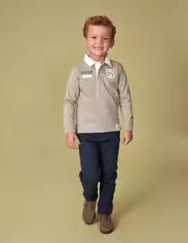 Рубашка-поло для регби для мальчика с нашивками Gocco, цвет Piedra