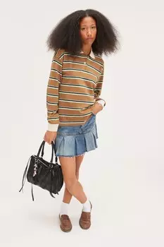 Рубашка-Поло для регби с длинными рукавами Monki, коричневый