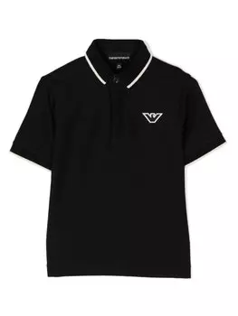 Рубашка поло Eagle с вышитым логотипом Emporio Armani Kids, черный