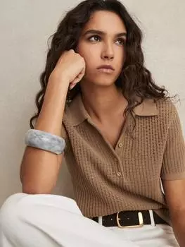 Рубашка поло evi stitch Reiss, желто-коричневый