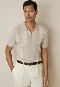 Рубашка поло FALLOW HALF-ZIP STRIPE Reiss, бежевый