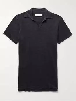 Рубашка поло Felix Slim-Fit Slub из льна и джерси ORLEBAR BROWN, черный