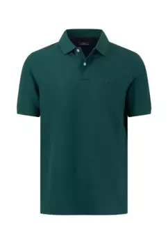 Рубашка-поло FYNCH-HATTON с тисненым логотипом на груди, изумрудный