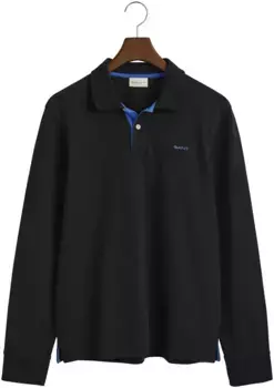 Рубашка-поло Gant "REG CONTRAST PIQUE LS POLO" со вставками контрастного цвета, черный