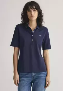 Рубашка-поло Gant "SLIM SHIELD KA PIQUE POLO" с графической вышивкой логотипа на груди, синий