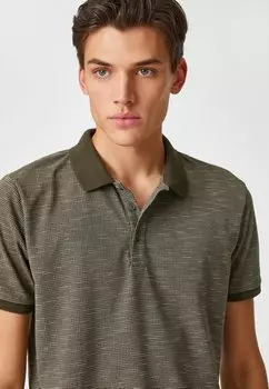 Рубашка-поло Geometric Printed Buttoned Short Sleeve Koton, хаки