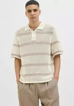 Рубашка поло GESTRICKTES Jack & Jones, бежевый