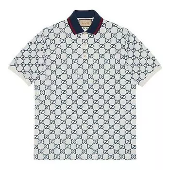 Рубашка поло gg stretch cotton polo 'white blue cotton' Gucci, белый