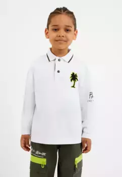 Рубашка-поло Gulliver с модными контрастными принтами, белый