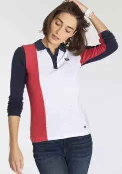 Рубашка-поло H.I.S с длинными рукавами "RUGBY SHIRT", с COLOR-BLOCK – НОВАЯ КОЛЛЕКЦИЯ, красный