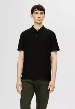 Рубашка поло HALF-ZIP PLISSEE Selected Homme, черный