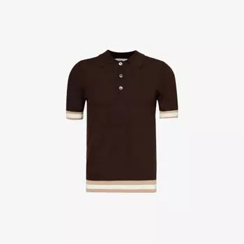 Рубашка-поло хлопковой вязки Quinn с полосками Che, коричневый
