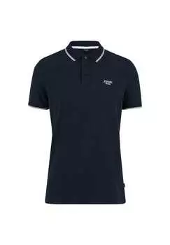 Рубашка-Поло - хлопковый стрейч-агнелло-пике с контрастными полосками с логотипом Joop! Jeans, синий