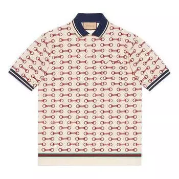 Рубашка поло horsebit print cotton polo shirt 'white' Gucci, белый
