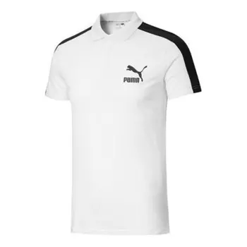 Рубашка поло iconic t7 polo shirt 'white black' Puma, белый