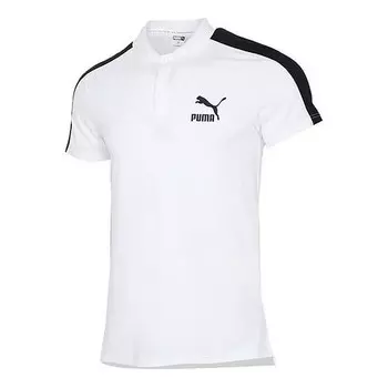 Рубашка поло iconic t7 polo shirt 'white black' Puma, белый