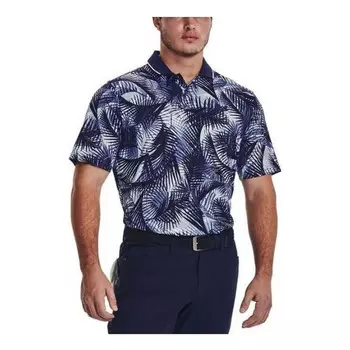 Рубашка поло iso-chill graphic palm polo shirt 'blue multi' Under Armour, синий