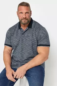 Рубашка поло из 100% хлопка с инжектированной текстурой и полосками Badrhino Big & Tall, синий