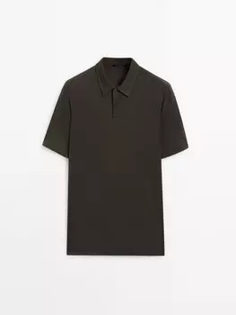 Рубашка поло из 100% хлопка с воротником на пуговицах Massimo Dutti, зеленый