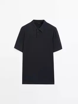 Рубашка поло из 100% хлопка с воротником на пуговицах Massimo Dutti, синий