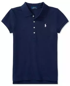 Рубашка поло из эластичного хлопка для больших девочек Polo Ralph Lauren, синий