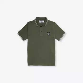 Рубашка-поло из эластичного хлопка с нашивкой-логотипом для 4–8 лет Stone Island, зеленый