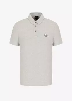 Рубашка-поло из эластичного хлопкового пике Armani Exchange, серый