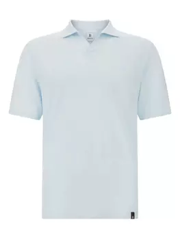 Рубашка поло из эластичного льняного джерси Boggi Milano, синий
