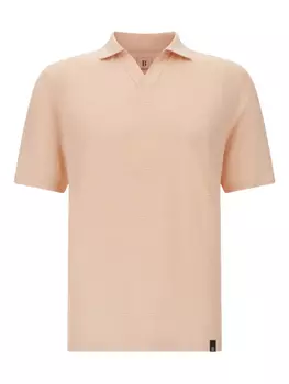 Рубашка поло из эластичного льняного джерси Boggi Milano, розовый