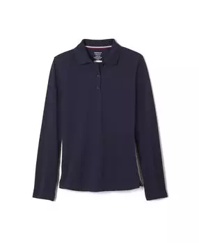 Рубашка-поло из эластичного пике с длинными рукавами для больших девочек French Toast