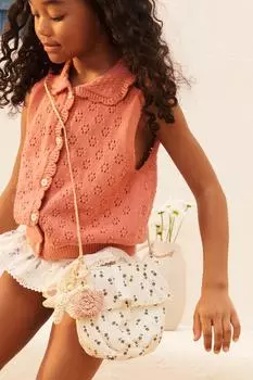Рубашка поло из ажурного трикотажа ZARA, цвет Coral
